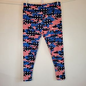 Lularoe Red White Blue Camo Camoflauge Leggings Size TC2
